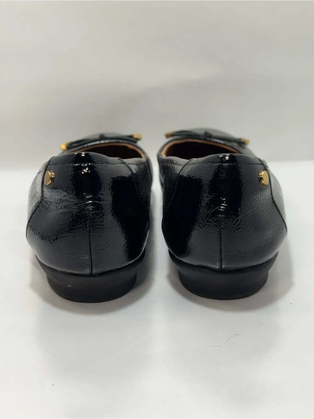Clarks Artisan Women's 7 M Black Patent Tips Texture Square Toe Bow Ballet Flat